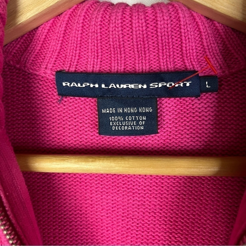 Ralph Lauren Sport Hot Pink Full Zip Tennis Sweater L - Picture 4 of 6